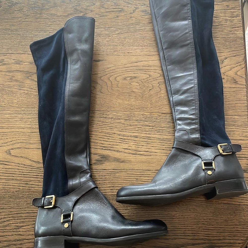Franco Sarto navy blue knee High authentic leather boots! Brand new